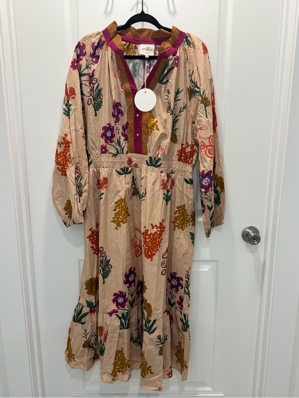 🍁🍁NWT Umgee 1XL Floral Botanical Cotton Midi Maxi Dress Boho - 🍁🍁